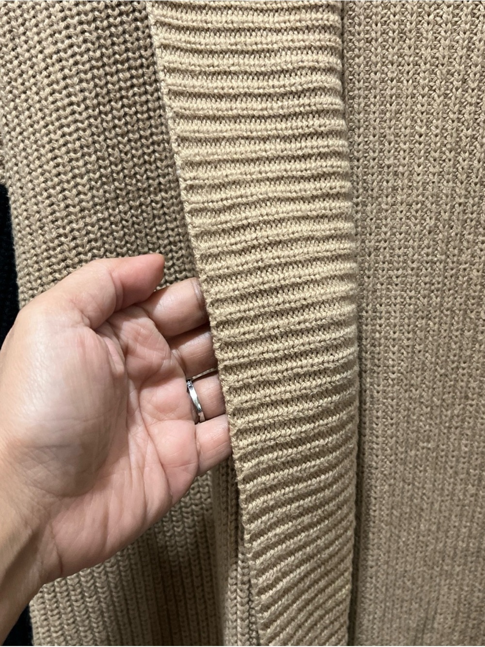 Talbots Camel and Black Open Shawl Collar Cardigan - Picture 3 of 6